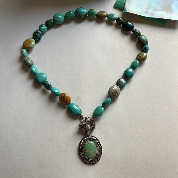 Sincerely Southwest Necklace Turquoise Stone Carolyn Pollack Chunky Sterling - Picture 3 of 12